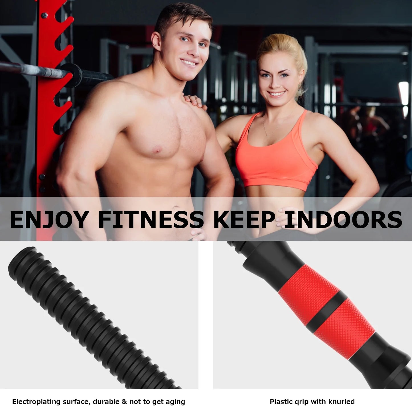 66LB Adjustable Dumbbells Set, Weight Plate with Connector Used as Barbell, Fitness Strength Exercises for Home Gym, Red