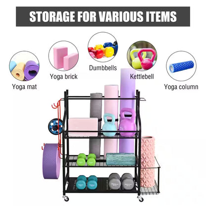 3- Tier Yoga Mat Home Gym Storage Rack